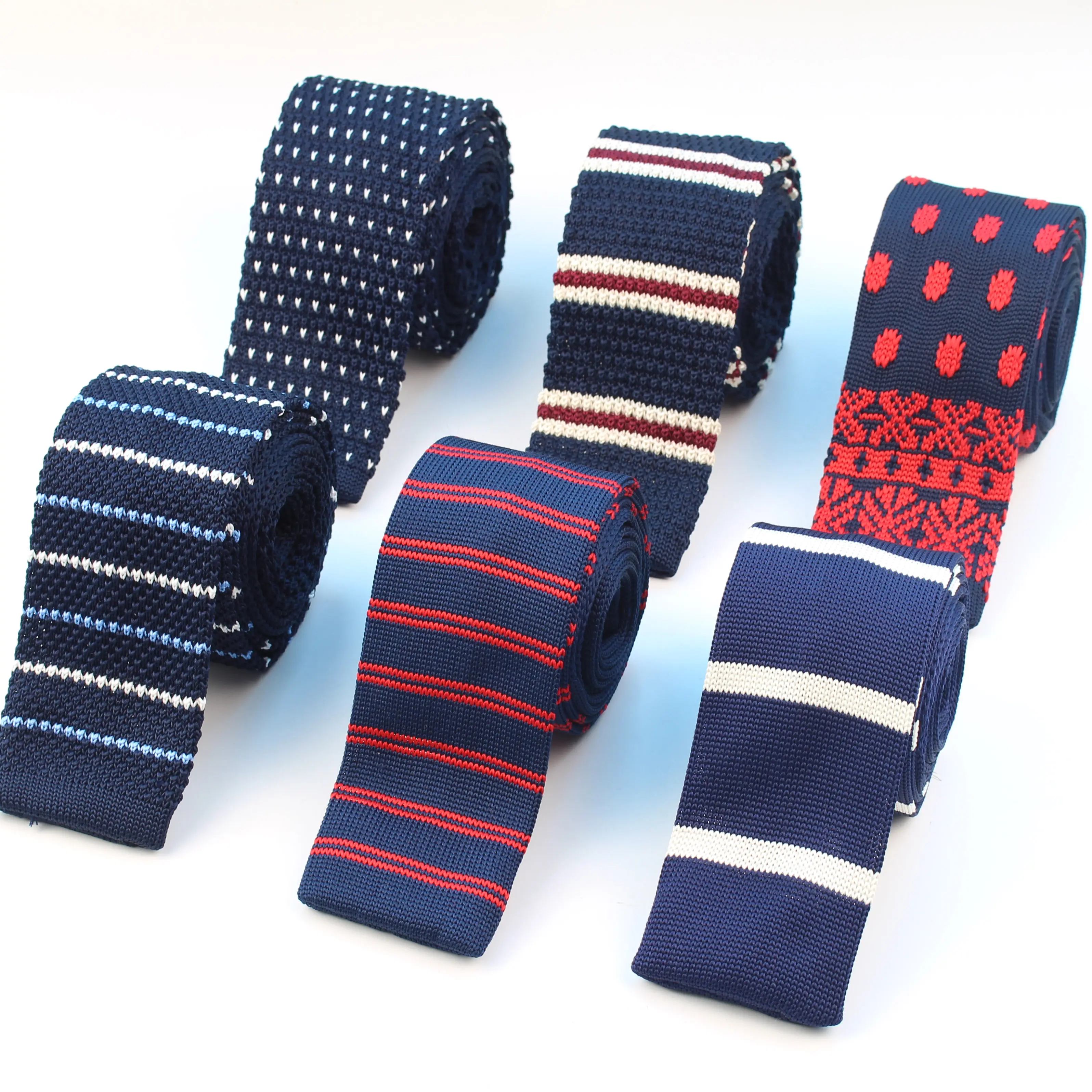 Men Knitted Knit Leisure Striped Ties Fashion Skinny Narrow Slim Neck Ties For Men Skinny Woven Designer Cravat No.1-20