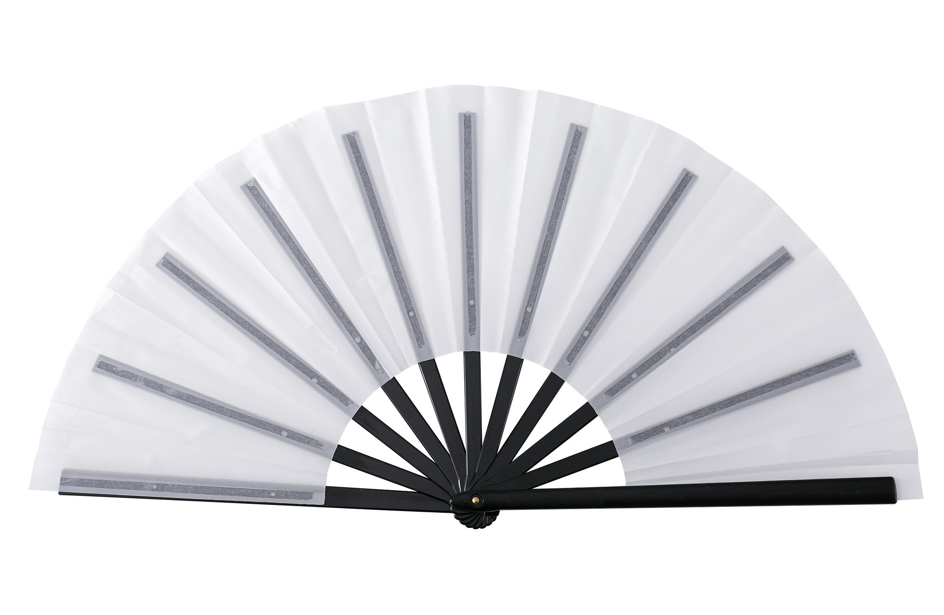 12 White Fan With Black Handle (Plastic Ribs)