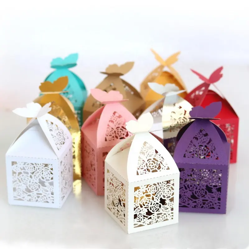 Butterfly Candy Paper Box Packaging Laser Cut Chocolate Sweet Box With Hollow