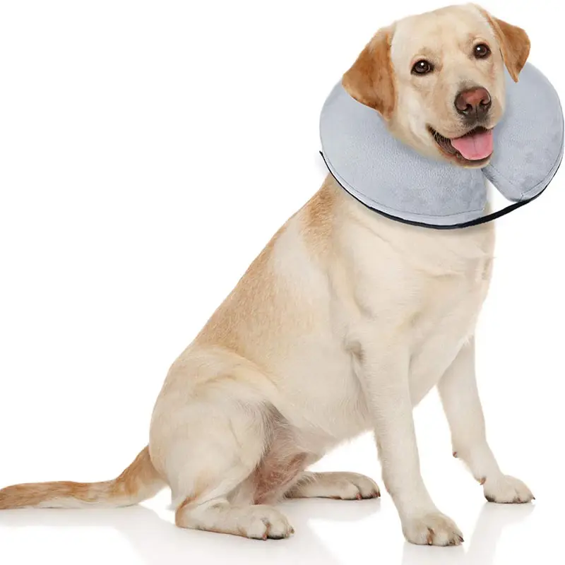 Collar de cono de perro inflable después de la cirugía, collar protector de donut de cuello de perro suave, collar electrónico de perro ajustable para perros y gatos
