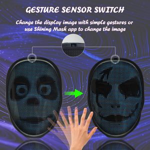 หน้ากากไฟ LED 7สีสำหรับงานปาร์ตี้หน้ากากไฟ LED ฮาโลวีนดิจิทัลแบบตั้งโปรแกรมได้ - Product Image 4