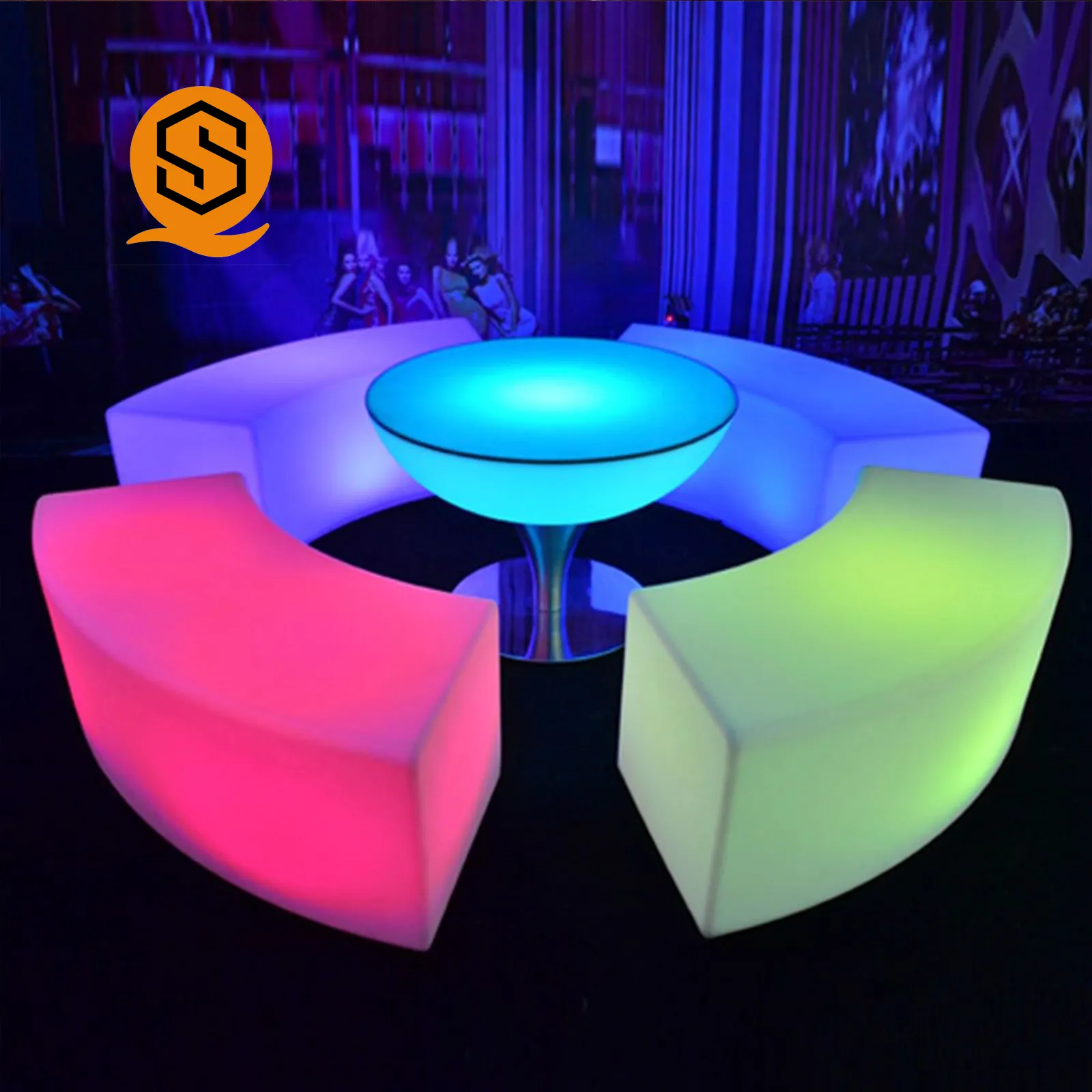 Mesa de cóctel de plástico para exteriores iluminada, luz de escenario LED cuadrada, silla de cubo LED, mesa LED, barra LED de 10-50cm