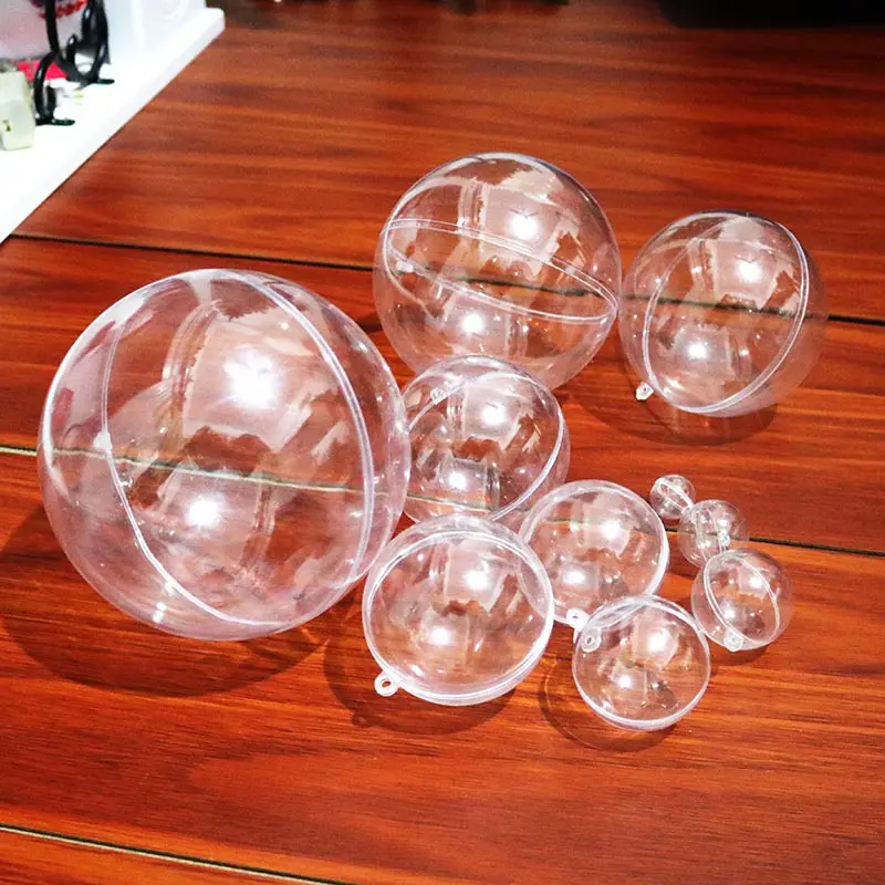 Bolas de Navidad de plástico acrílico transparente, hueco, decorativo, apertura