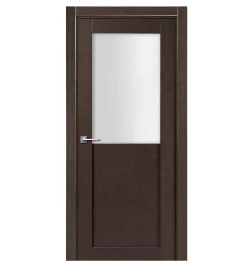 Classique En Bois Placage Mdf avec un Demi-Verre Porte Intérieure Design de Salle De Bain Unique Balançoire Portes Intérieures