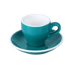Klasik lale şekilli espresso kahve kupa 80ml fincan ve çay tabağı seti özelleştirilmiş yeniden kullanılabilir seramik bardak - Product Image 2