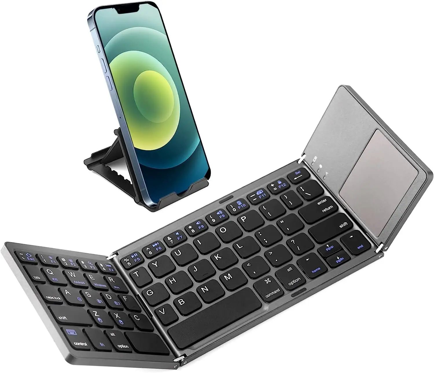 Tablet Telefone Móvel Smart Tv Recarregável Folding Teclado Alumínio Dobrável Bluetooths Touchpad Teclado