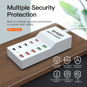 72W PD QC 10-Port-Multi-Ladestation USB C-Ladegerät Typ C 27W Ausgangs reise restaurant für EU US AU UK Plug Phone Watch - Product Image 4