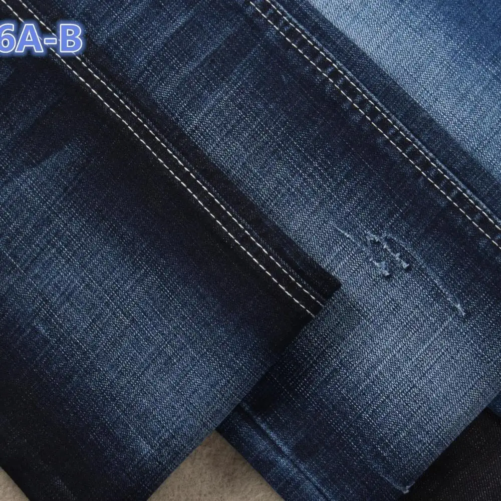 10,5 oz 62/63 "cross hatch flameado elástico denim jeans materiales de la tela para los hombres