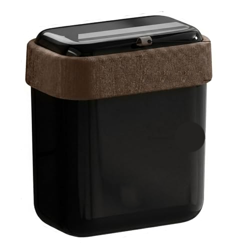 Cubo de basura de pared con diseño de madera de nogal, color negro, tamaño pequeño.