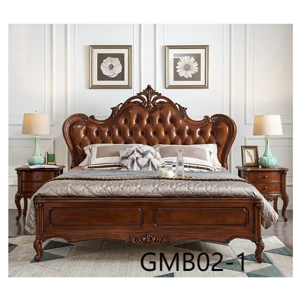 Início Mobiliário Quarto Hotel Madeira maciça madeira de bétula King Size Double Bed GMB02