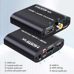 Divisor Extractor de audio HDM1 1,4 con salida de audio Toslink/coaxial, convertidor de audio coaxial BolAAzuL 4K/30Hz HDM1 a Toslink SPDIF - Product Image 2