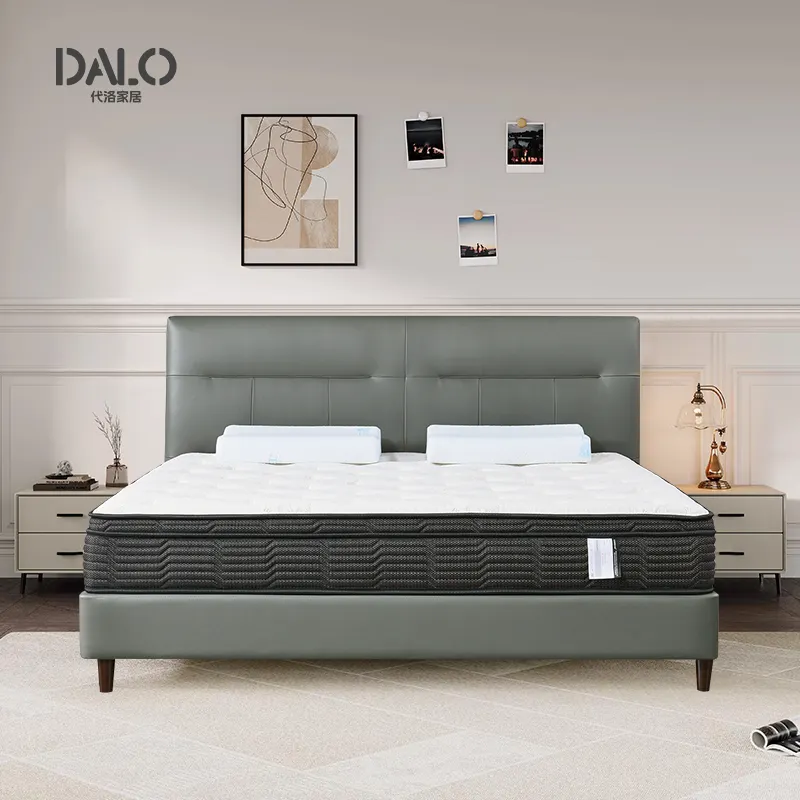 Personalizado moderno minimalista tela PU capa superior de cuero de vaca material dormitorio 1,8 M cama doble King