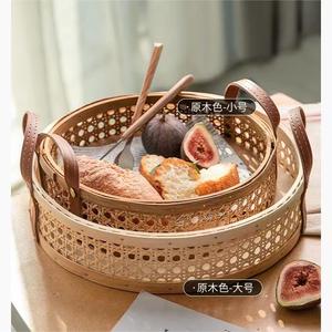手工编织波西米亚风格装饰长方形藤制托盘，带聚氨酯手柄，用于茶几派对浴室装饰 - Product Image 3