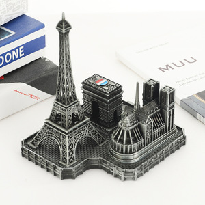 Paris 3-in-1 Bronze Landmark Figurine Souvenir Set French Eiffel Tower, <strong>Arc</strong> De Triomphe &amp; Notre Dame Model Souvenir Collection