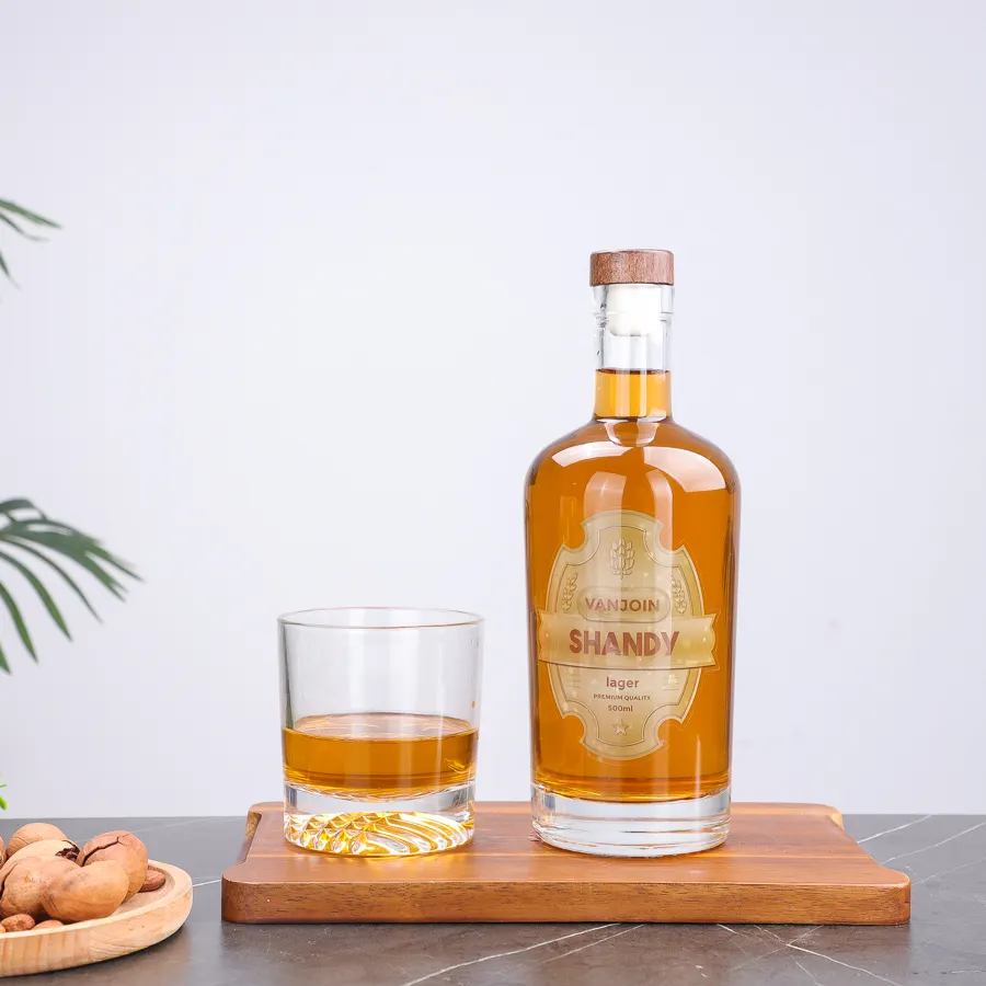 Botol kaca minuman keras wiski Bourbon bening Super Flint 700ml kualitas tinggi dengan fitur penggunaan Industri gabus pencetakan layar