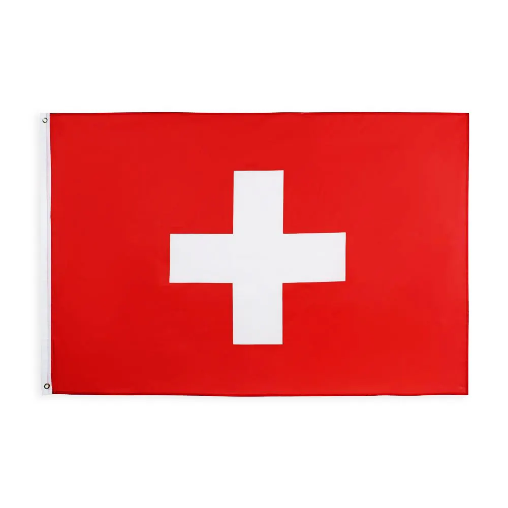 Venta al por mayor de fábrica, bandera nacional de Suiza, gran oferta en verano, 90X150 CM