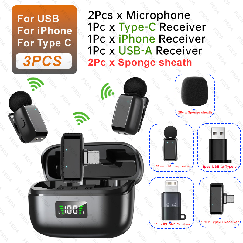 Black-2Mic+Type C+IP+USB (LIV068-C)