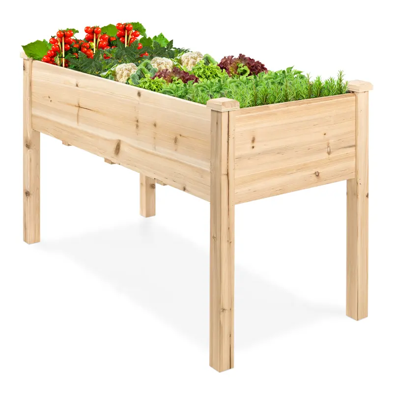 Vendita calda formato personalizzato giardino esterno scatola per piante da orto scatola di immagazzinaggio in legno rialzato vaso da fiori cassa fioriera in legno letto