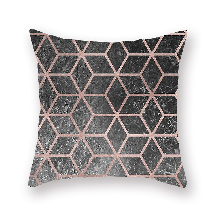 ins Nordic style rose gold pink peach skin velvet cushion cover geometric patchwork velvet cushion cover sofa seat cushion cover