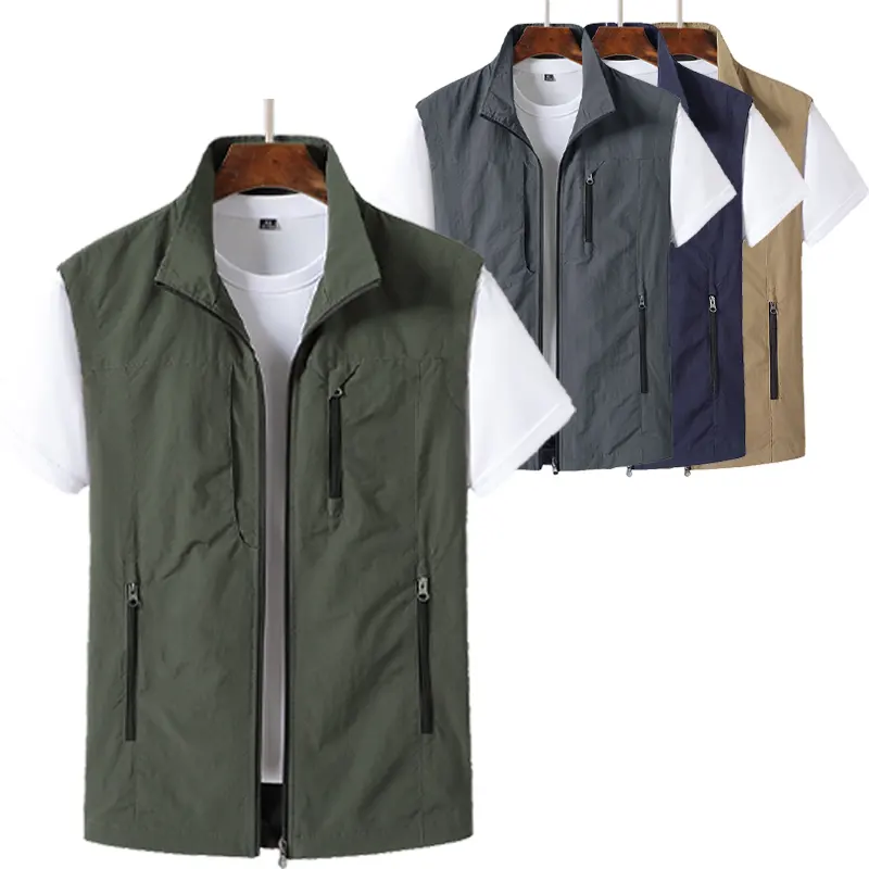 Vest fishing Multi Pockets Neck Poly vests Cotton Work Volunteer Vest for outdoor