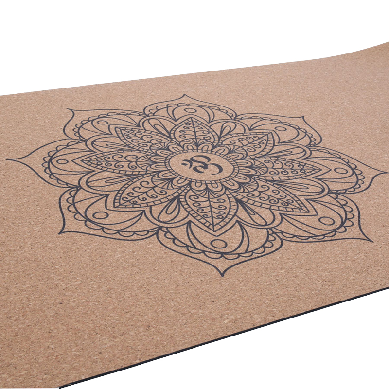 Tapis de yoga en liège - Design noir 01