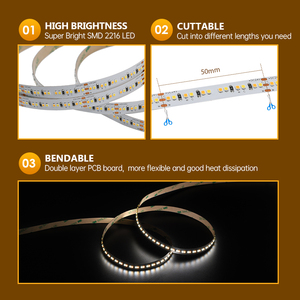 สายไฟ LED แบบ3เส้นมีความหนาแน่นสูง240ดวง/ม. 24V DC 3เส้นหลอดไฟ LED แบบคู่10มม. สีขาวไฟเส้นมีความยืดหยุ่นระดับ IP20มีความยืดหยุ่น5ม./ม้วน - Product Image 4