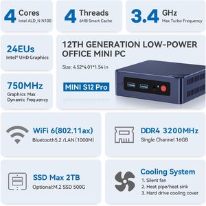 ミニPCゲーミングCPU8GBRAM 512 GBSSDデスクトップコンピューターサポートホームオフィス用4KデュアルディスプレイUSB3.2 WiFiBT - Product Image 4