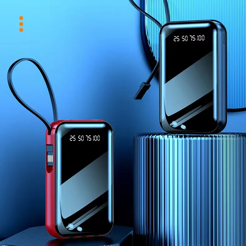 2024 새로운 도착 전체 화면 빠른 충전 3 에서 1 USB 유형 C 전원 은행 Led 빛 10000mah Powerbank 전화