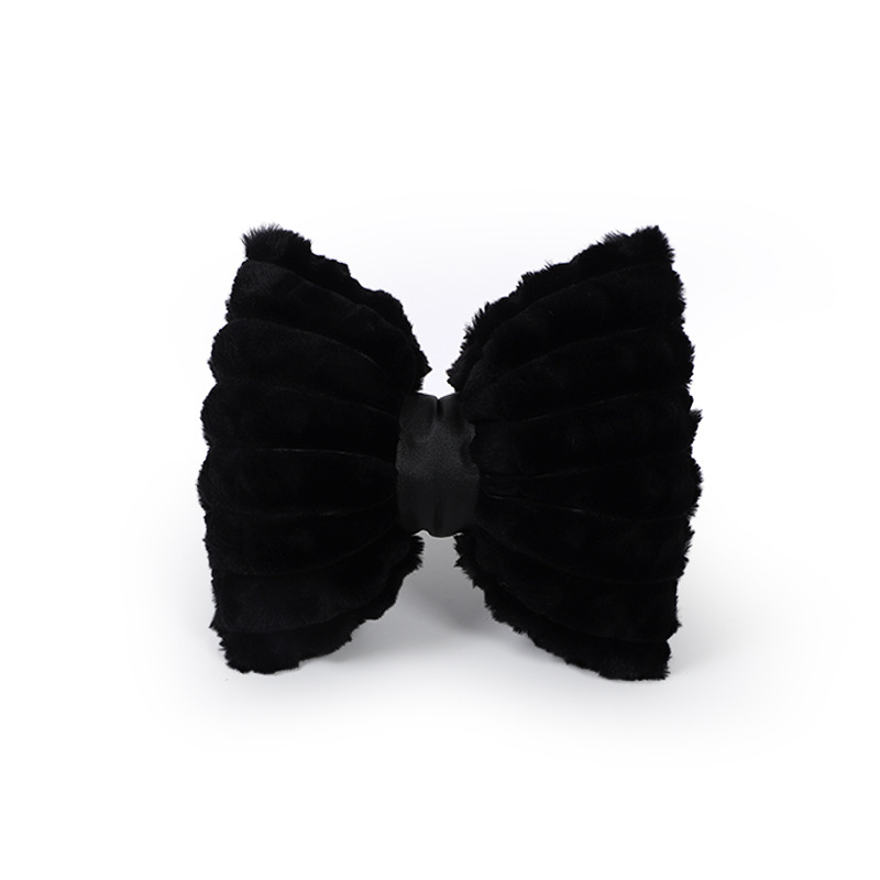 Black rabbit fur puff pastry headrest