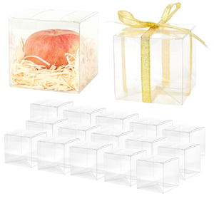 Clear Plastic Party <strong>Favor</strong> Gift <strong>Boxes</strong> with Ribbons Individual Candy Macaron Treat Cake Dessert <strong>Boxes</strong> - Product Image 2