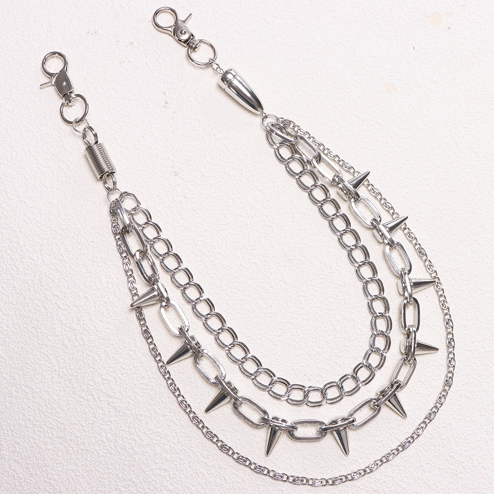 Multi-layered studded bullet trouser chain