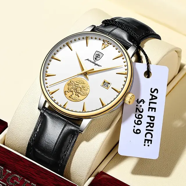 Poedagar orologio meccanico automatico da uomo orologio da polso da uomo impermeabile in vera pelle di lusso orologio da calendario di moda per uomo Relojes