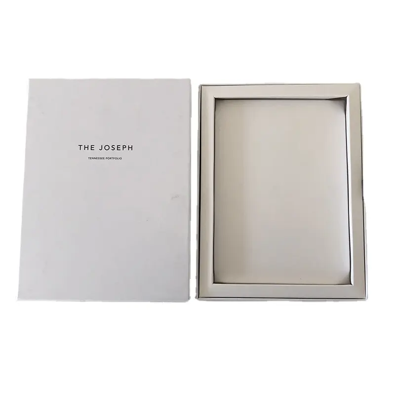 Scatola d'imballaggio bianca elegante moderna della struttura della foto che imballano la scatola del pacchetto della foto di nozze con il nastro