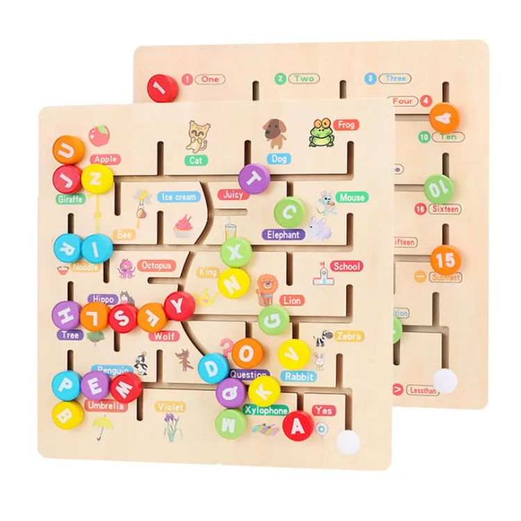 Digital de madera de aprendizaje del alfabeto aritmética laberinto juego Junta de Desarrollo del cerebro Juguetes