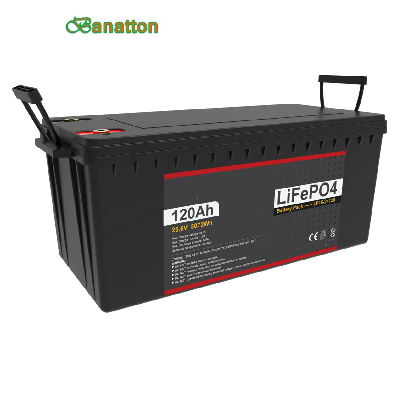 Banatton 24 Volt 12V 25.6V Lifepo4 Lithium Ion Solar Batterij 50ah 200ah 120ah Lithium Batterij Pack Voor Thuis energie Opslag