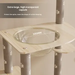 Großer Luxus-mehr schicht iger hölzerner Kratz baum Integrierter Kratzpfosten-Klettergerüst ständer für kleine Räume Luxus-Holz katzen haus - Product Image 2