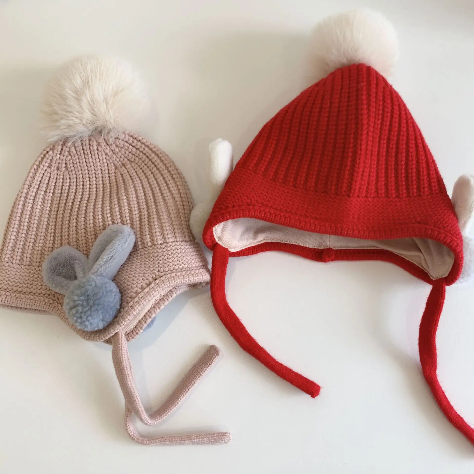 หมวกไหมพรมถักสำหรับเด็ก, หมวกผ้าฝ้ายมีหูสำหรับเด็กหมวกบีนนี่รูปสัตว์สำหรับฤดูหนาว