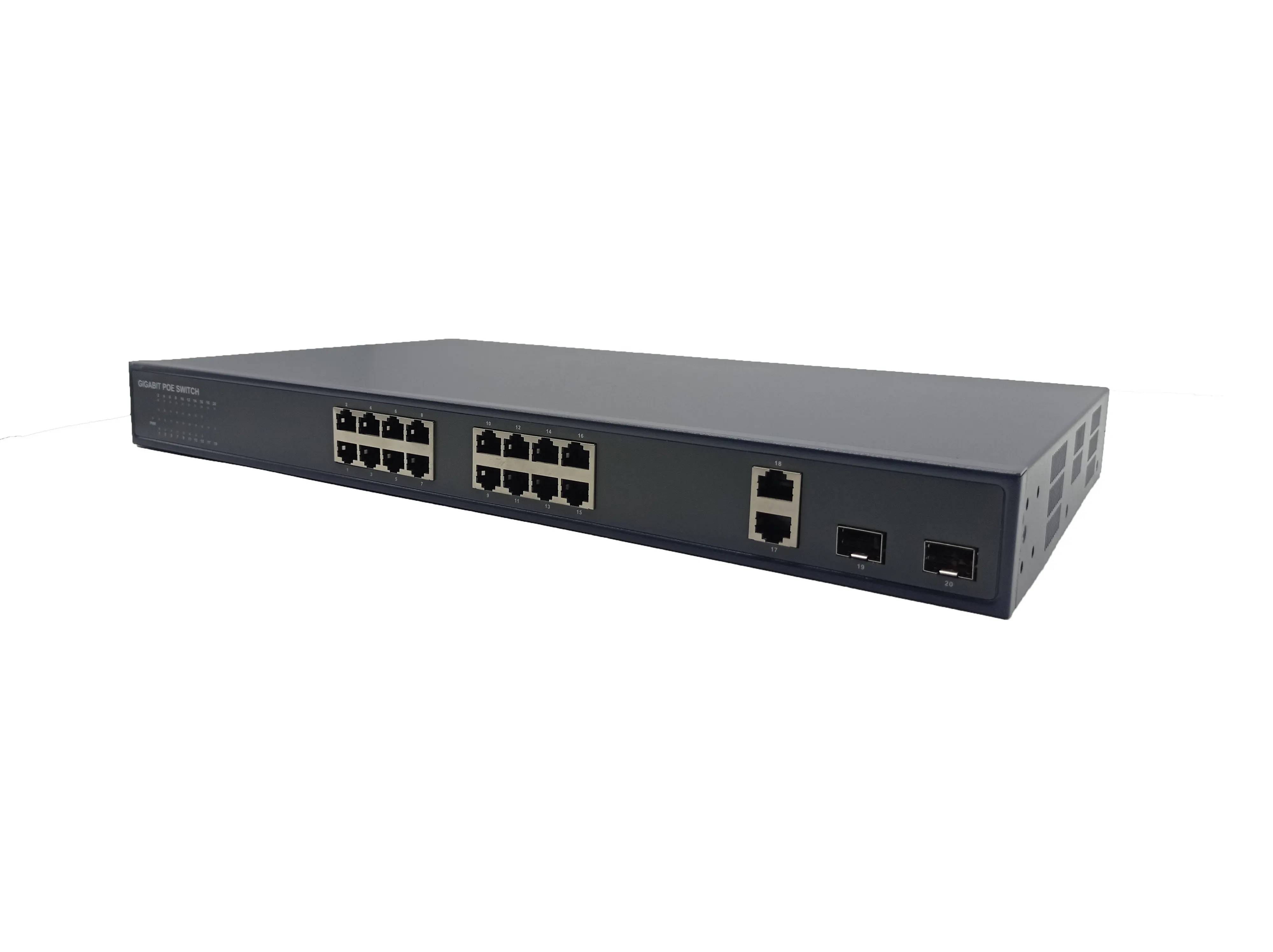 CCTV IP Network Switch with 16 POE Ports and 2 of 1000Mbps + 2 SFP Gigabit for CCTV IP Camera and NVRs