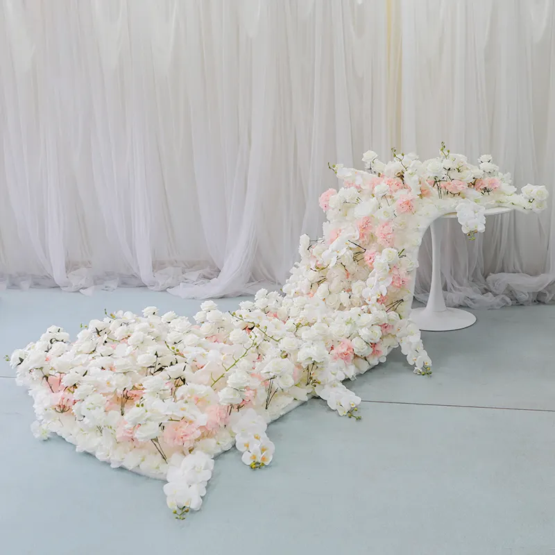 Lfb1542 artificiale rosa chiaro bianco fiori da tavola decorazione della tavola di nozze composizione del sentiero di fiori