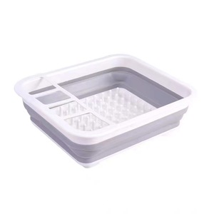 Sebze yıkama boşaltma sepeti katlanabilir mutfak kase plaka şeffaf plastik saklama kabı çok fonksiyonlu katlanabilir çanak drenaj raf - Product Image 5
