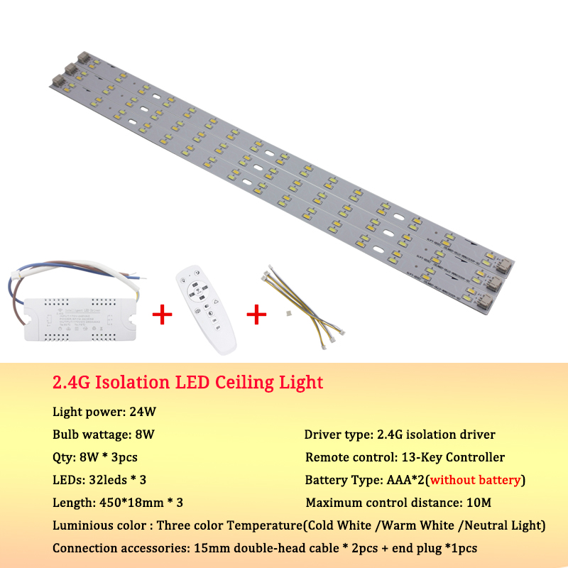 24W dimbare LED-plafondlamp lichtgevend driekleurig aanpassen 5730SMD lichtbronverlichting infraroodregeling slaapkamer downlight