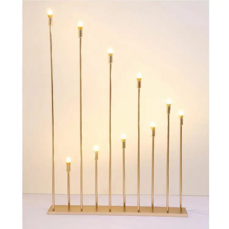 10 têtes stand maison chandelier métal or Table pièce maîtresse passerelle pilier lumière LED pour la décoration de scène de mariage