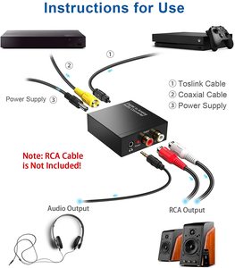 Convertidor de audio digital a analógico de Venta caliente Digital SPDIF óptico (Toslink) a analógico L/R RCA y convertidor DAC Jack de 3,5mm - Product Image 5