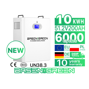 巴森绿色Lifepo4锂电池壁挂式48v 200ah 10kwh家用储能太阳能系统电池深循环 - Product Image 1