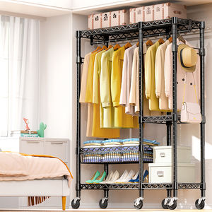 MZG rak gantungan pakaian, 3 lapis baja karbon tugas berat dengan batang dan keranjang Modern untuk penyimpanan pakaian Kamar Tidur - Product Image 6