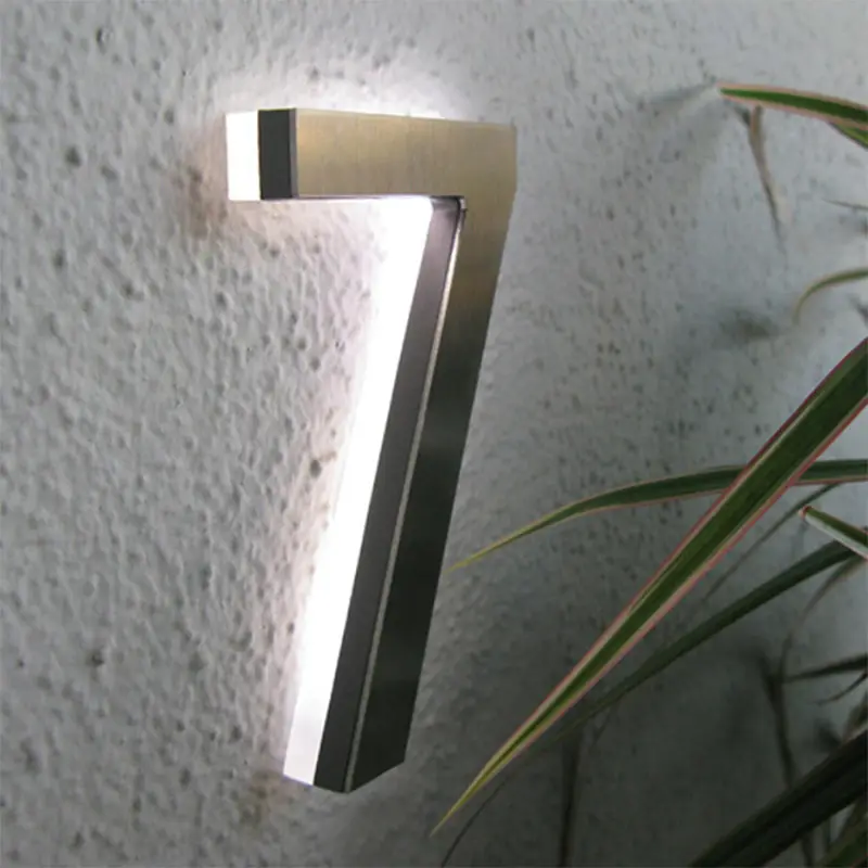 カスタマイズされた3DLed照明付き住所看板家番号ステンレス鋼ホテルの部屋の床番号Ledロゴ看板