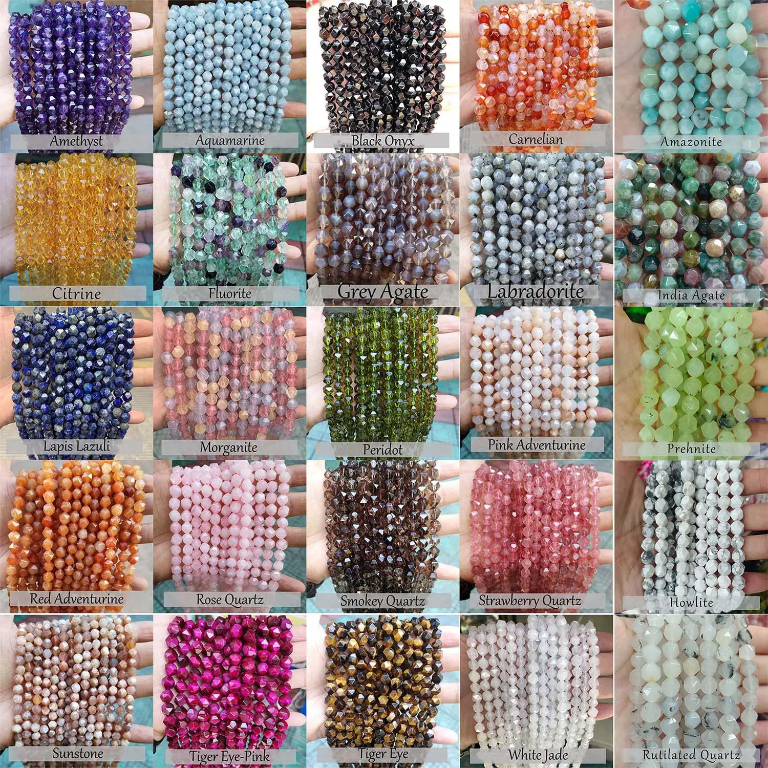 Commercio all'ingrosso di perline di cristallo naturale ciondolo gioielli geometria sfaccettata rombo pietra grezza perline allentate per gioielli fai da te
