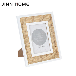 Marco de mimbre y madera para fotos, mimbre, regalo, Vintage, Cany, mesa de escritorio