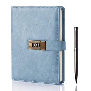 Cuaderno con cerradura de cuero gris para niñas, diario con contraseña y logotipo de empresa personalizado con certificaciones FSC ISO A5 B6 - Product Image 3