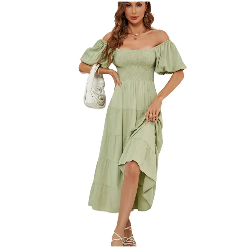 C VESTIDOS Vestido Maxi de alta qualidade de verão plissado Lon Boho vestido de verão vintage para mulheres